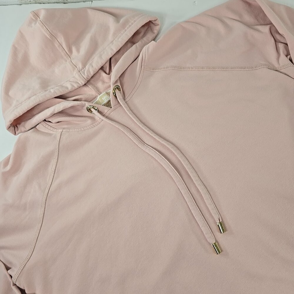 MICHAEL KORS LIGHT PINK PULLOVER HOODIE WITH A GOLD-TONE LOGO WOMENS SIZE XL EUC - Picture 3 of 16